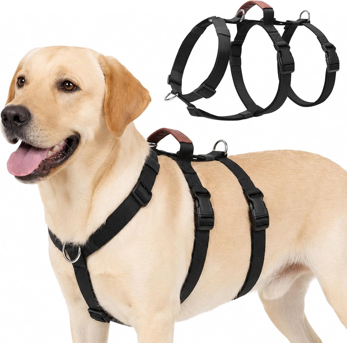 Dog Safety Harness Escape Proof Anti Pull Harness Panic Harness Dog Adjustable Chest Harness with Padded Handle for - ShopVlot