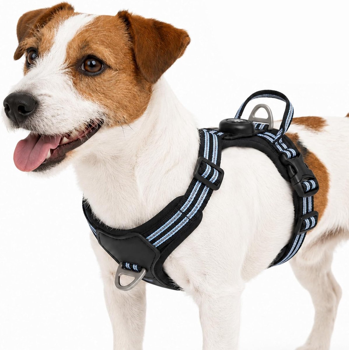 No Pull Dog Harness with AirTag Holder, No Pull Harness, Adjustable, Reflective Chest Harness with Handle, Dog Harness - ShopVlot