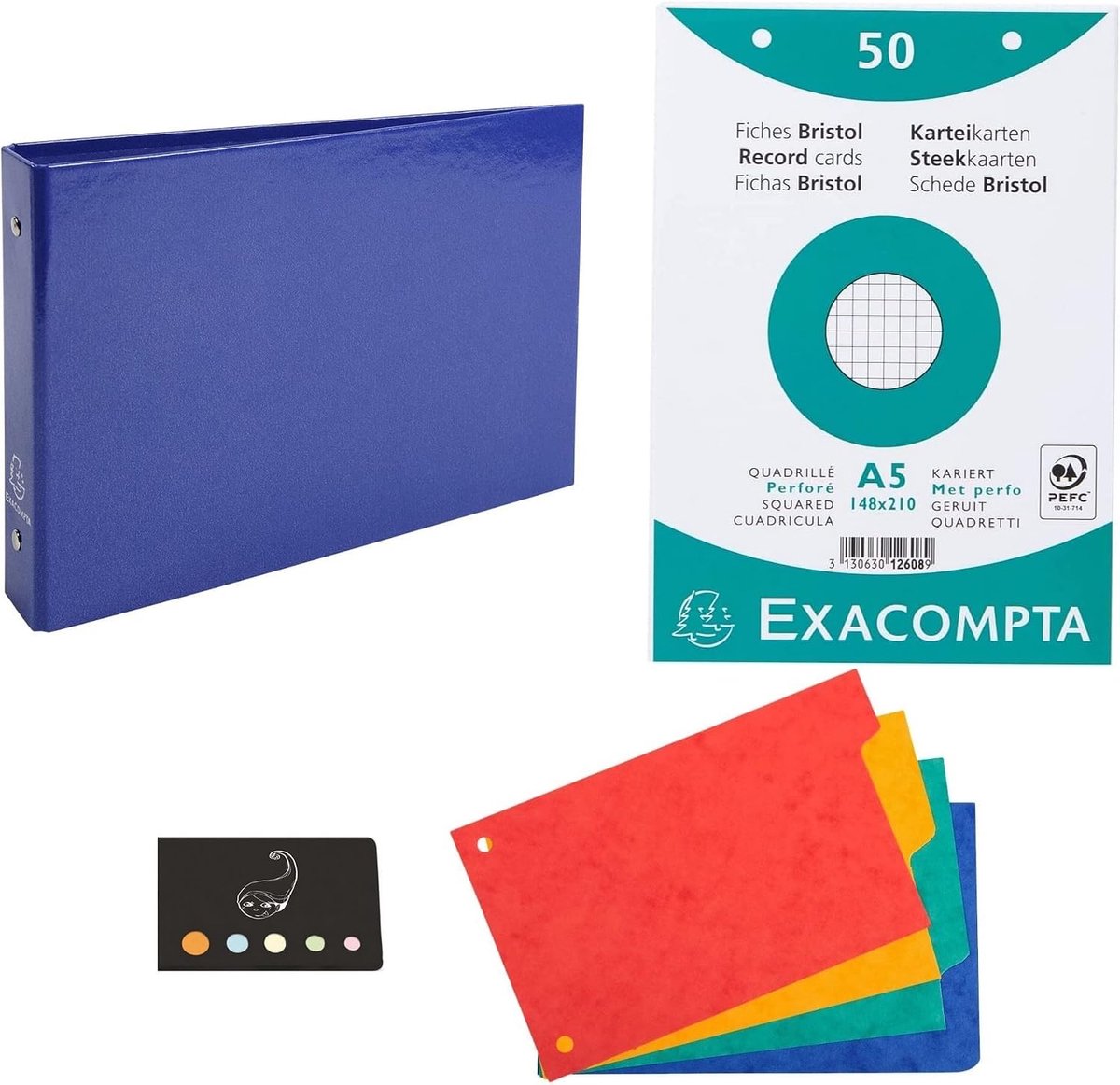 Folder for index cards Bristol A5, dark blue - ShopVlot