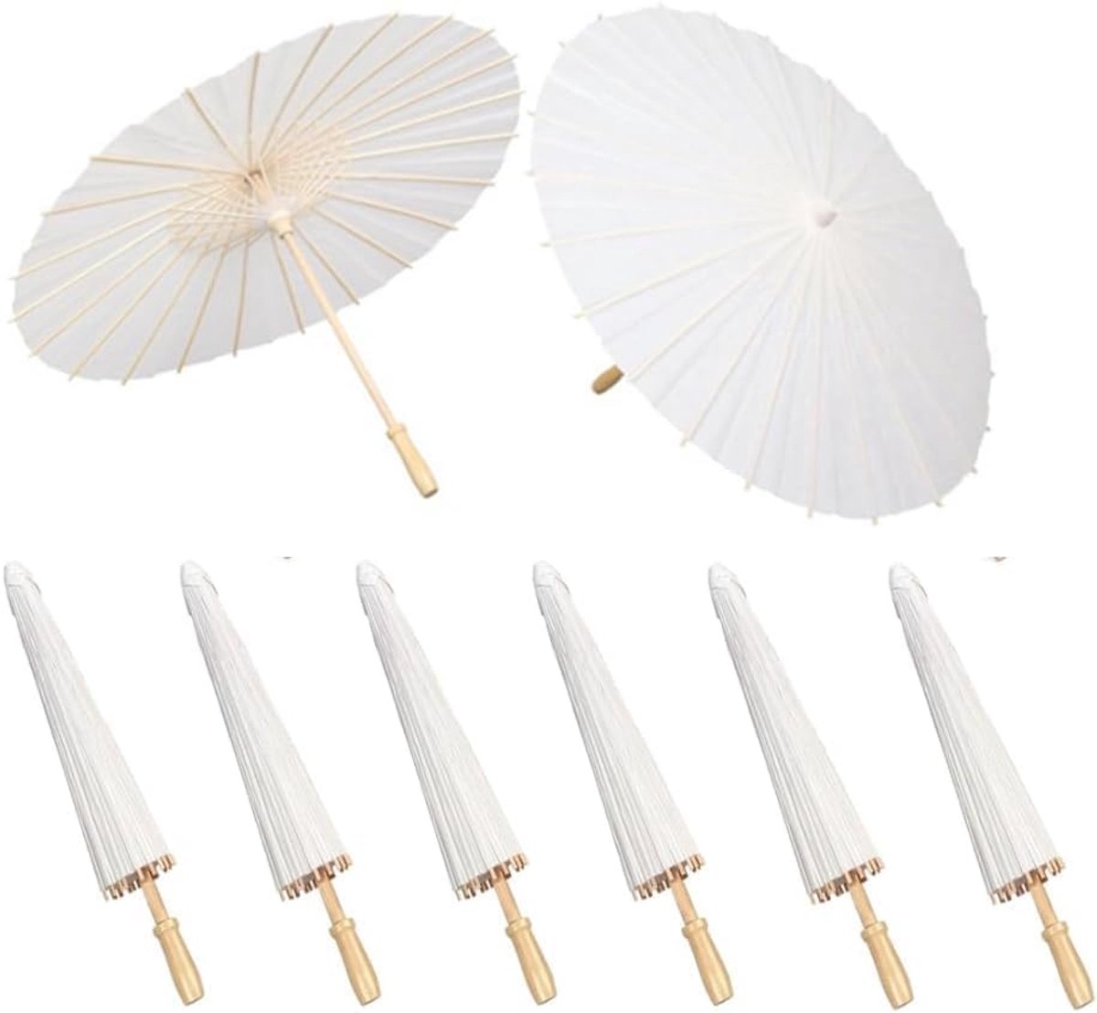 8 stuks papieren parasols voor bruiloften, feestgeschenken, 40 cm, bamboe parasols voor tafeldecoraties bij - ShopVlot