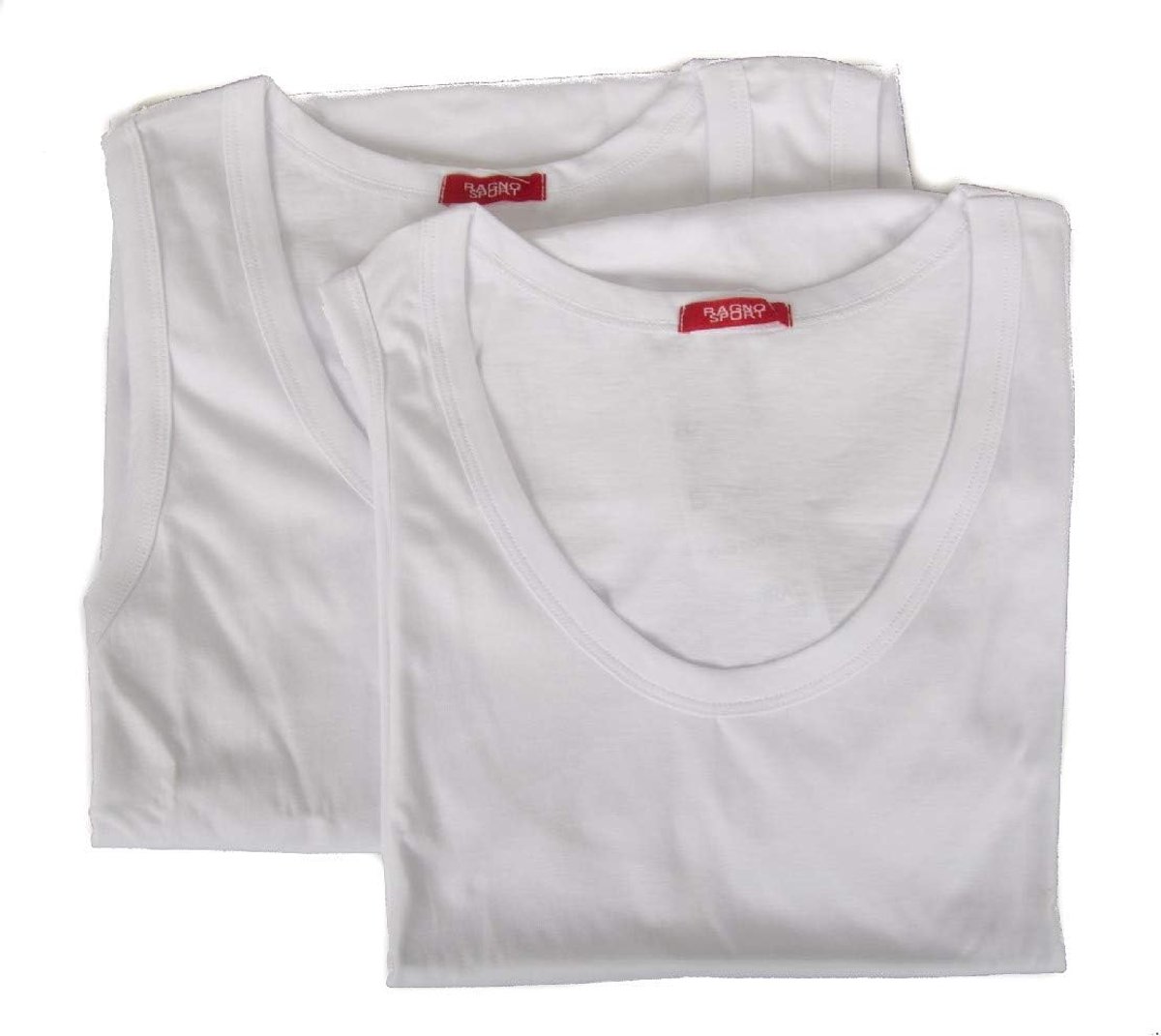 RAGNO 601412 Men's Cotton Tank Top Wider Shoulders Pack of 2, 010b White, M, 010b white - ShopVlot