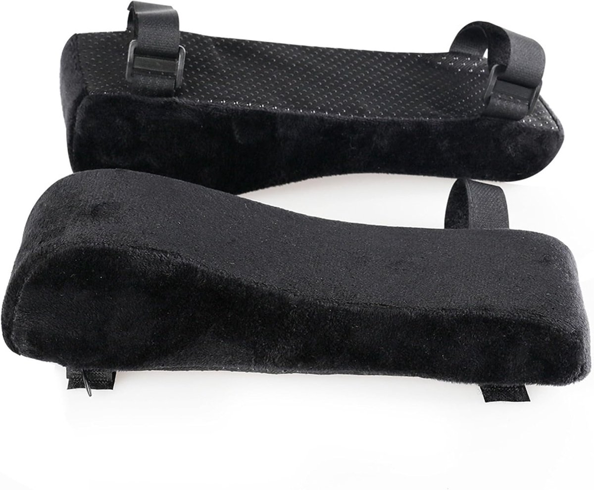 2 x padded armrest cushions, soft for armrests, black - ShopVlot
