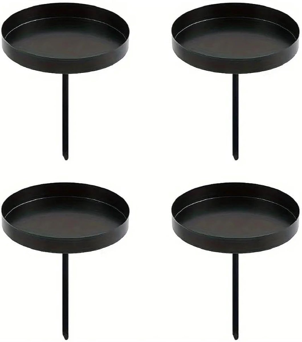 4 stuks theelichthouders zwart, 10 cm hoogte 8 cm kandelaar, kandelaar metaal met brede sokkel als kandelaar voor - ShopVlot