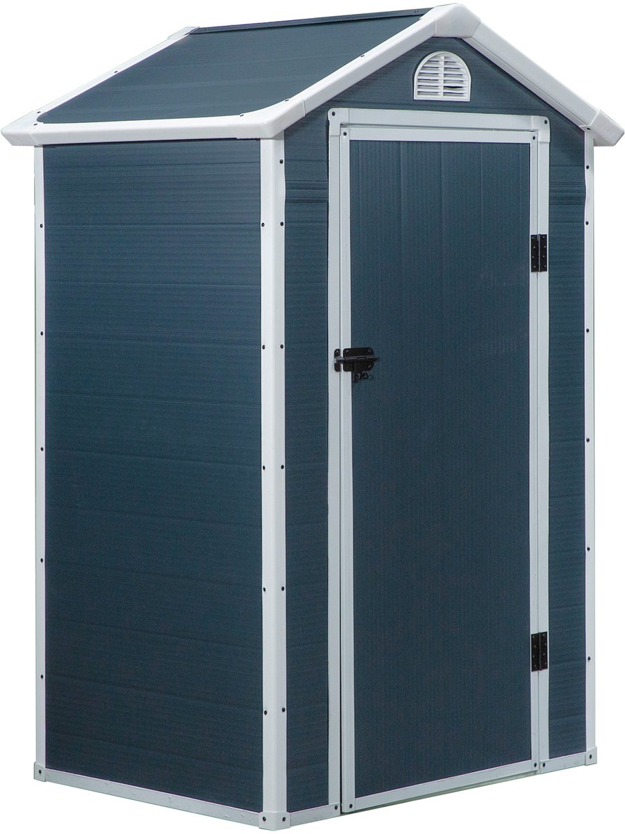 Zubaliya Gereedschapsschuur van metaal – deur en lessenaarsdak – 134 x 104 x 204 cm – Grijs