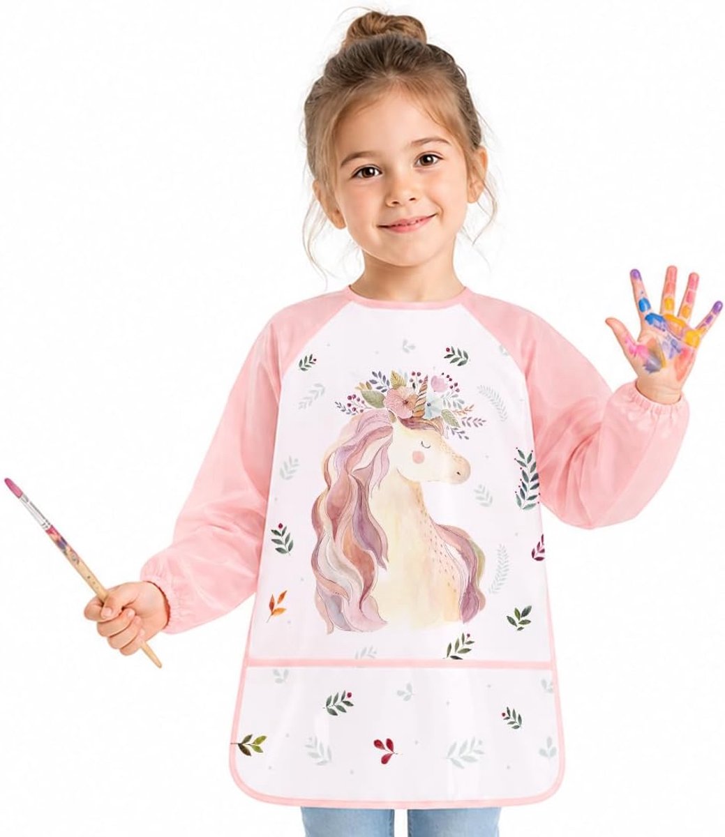 Schilderjas kinderen 3-8 jaar - waterdicht schilderschort - lange mouwen - ideaal voor knutselen - ShopVlot