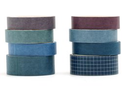 YUBBAEX 8 Rolls Basic Washi Tape Set Solid Color Grid Covering Decorative Tapes for Arts, DIY Crafts, Diaries - ShopVlot