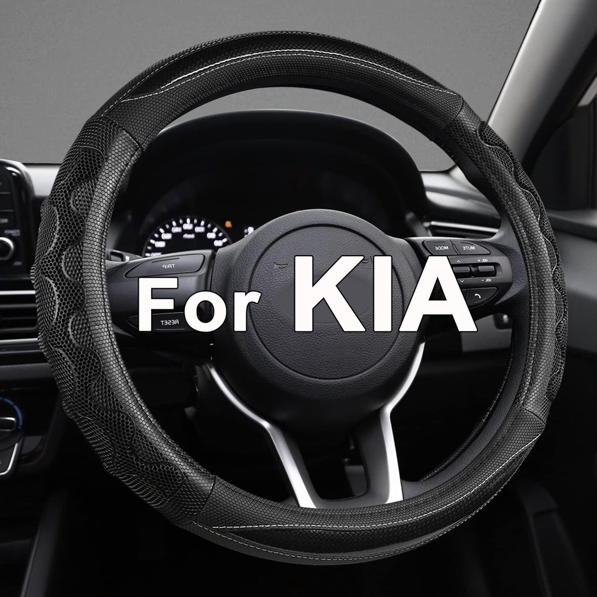 GIANT PANDA Steering Wheel Cover for Kia Soul, Sportage, Forte, Optima, Telluride (3D Honeycomb Pattern Black Standard - ShopVlot