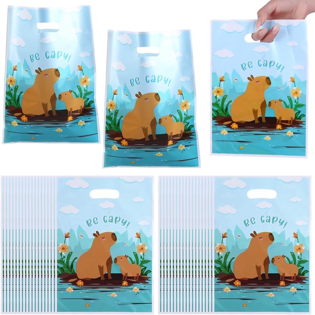 MEZHEN Geschenkzakjes Capybara feestzakjes kinderverjaardag snoepzakjes Capybara verjaardagsdecoratie cadeauzakjes - ShopVlot