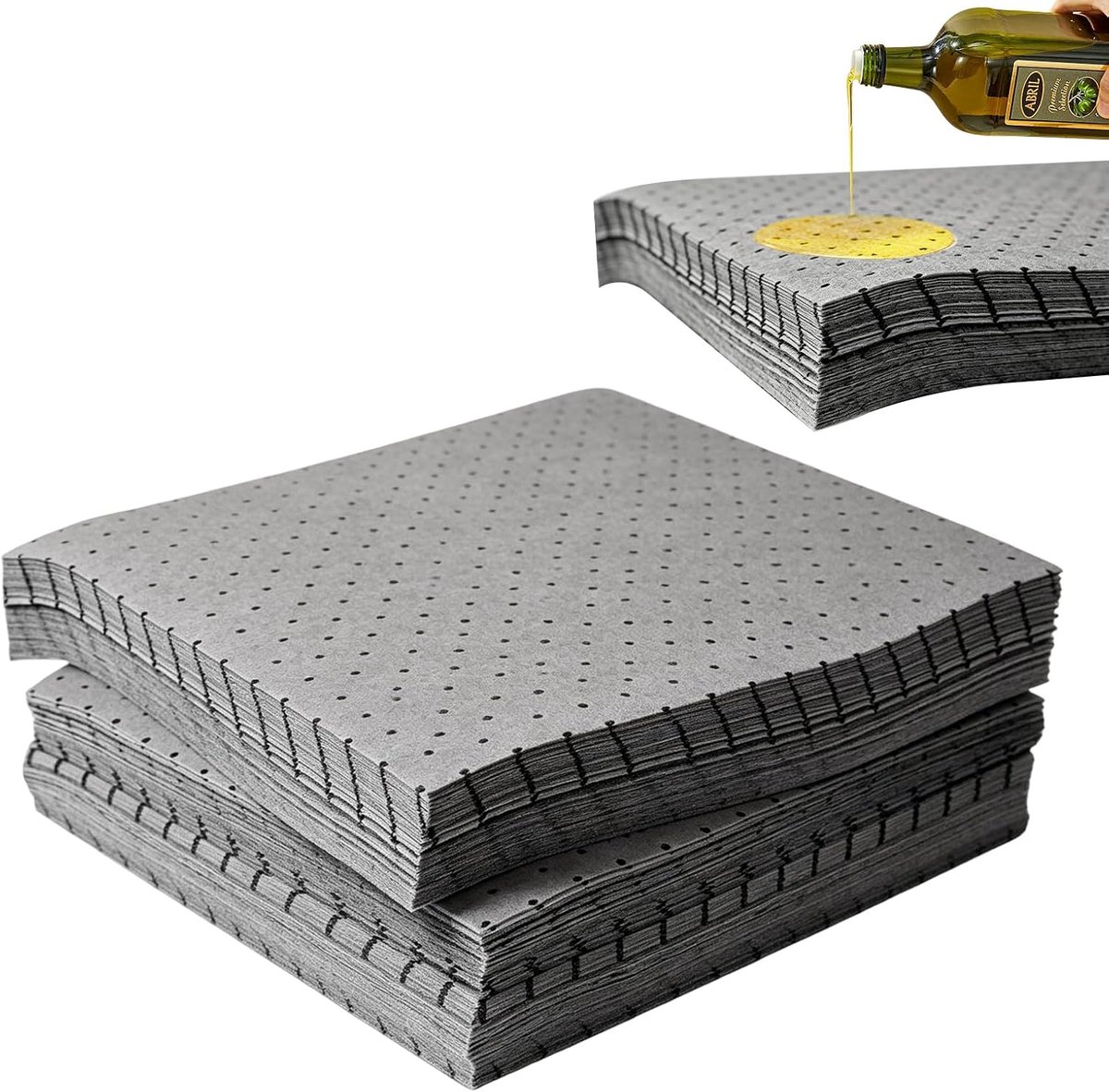 50 stuks universele oliezuigdoeken, oliebindmat, zuigmat, zuigmat, olieabsorberend, olieopvangmat, werkplaatsmat - ShopVlot