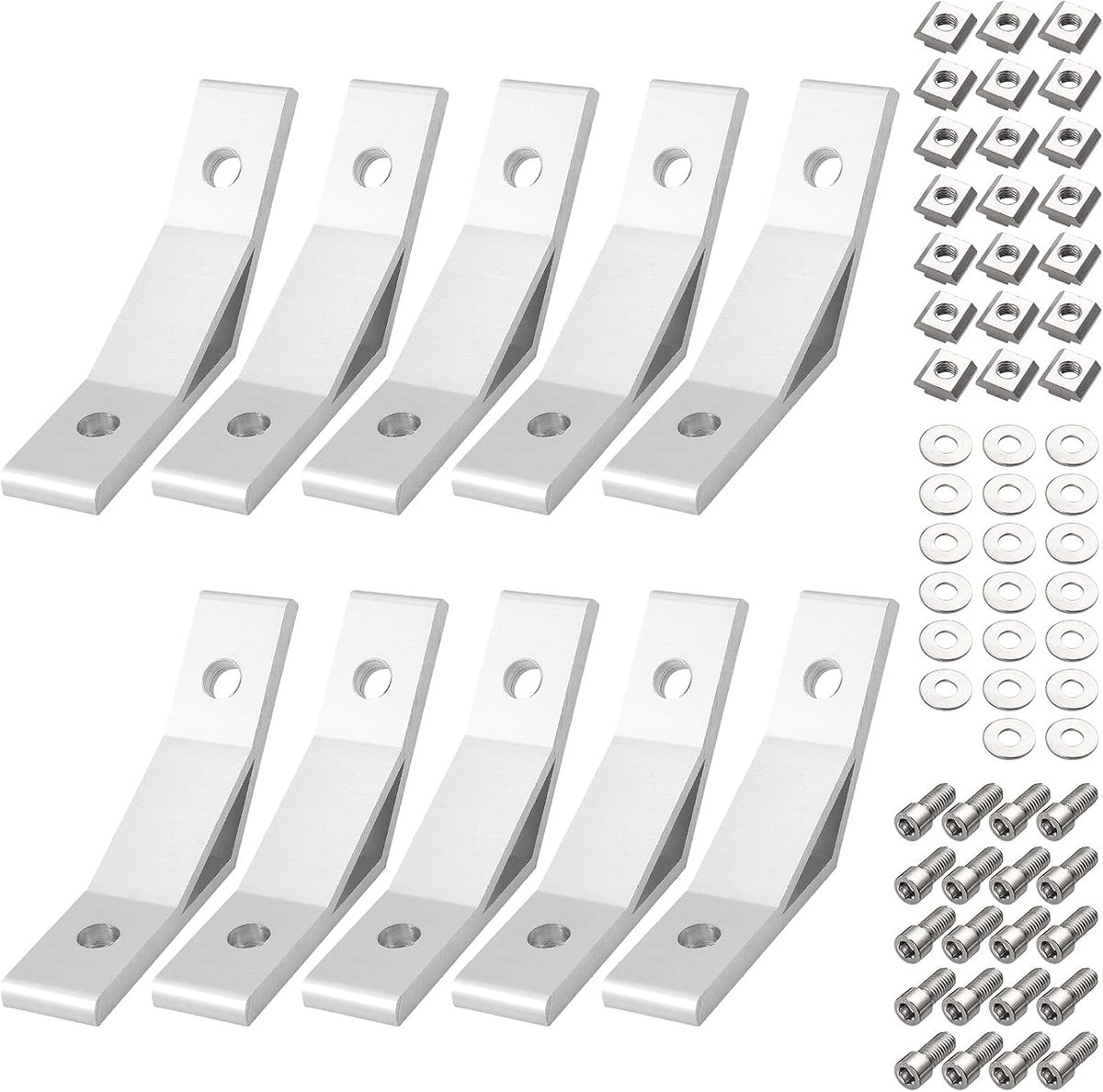 EYPINS 10 x angle connectors, metal angle, 135 degree angle, aluminium profile 30 x 30 - ShopVlot