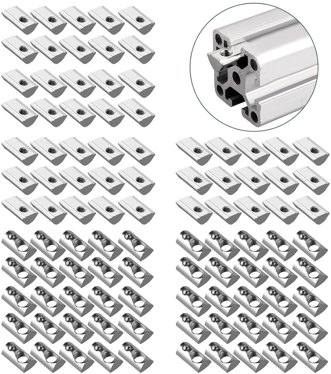 EYPINS 100 x Groove Bricks M6 with Bridge, Spring Ball Groove 8, 40 x 40 Hammer Nut Steel Galvanized Nuts T Nut M6 - ShopVlot