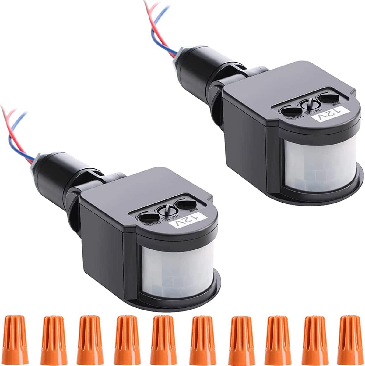 2pcs DC 12V Infrared Beam Inductor PIR Motion Sensor Switch Motion Sensor Motion Sensor with Button Cap for LED Flood - ShopVlot