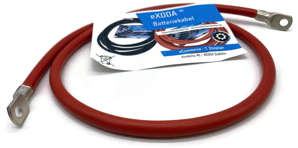 Exoda battery cable 35 mm² 75 cm red M8 for car boat motor - Accukabel, doorsnede 35 mm², lengte 75 cm, maximaal - ShopVlot