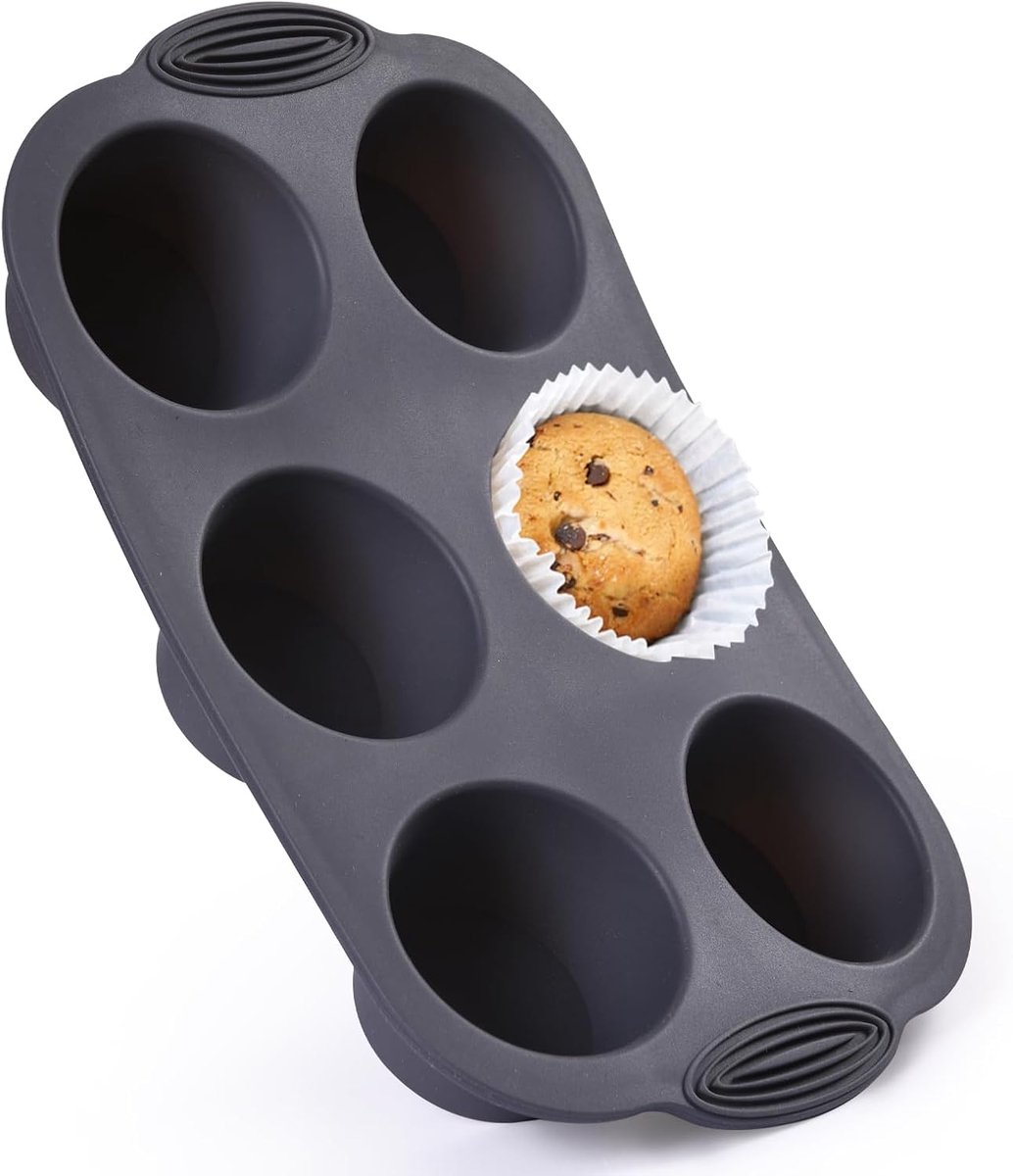 6-fold silicone mould for muffins and cupcakes, non-stick coating, 29.5 x 17.5 cm, grey - ShopVlot