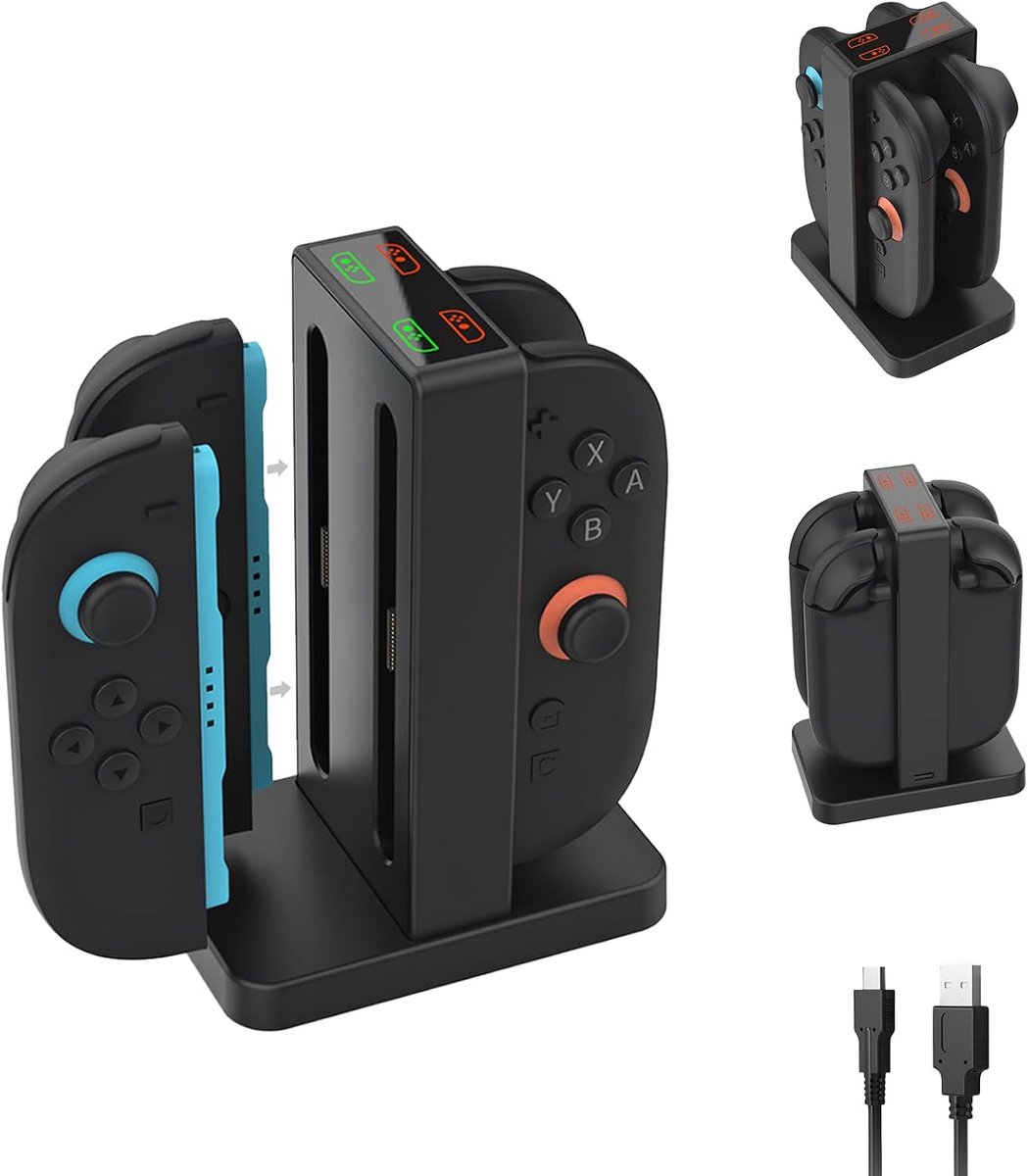 Charging station with LED display, fast charging station, compatible with Switch 2 JoyCons - ShopVlot