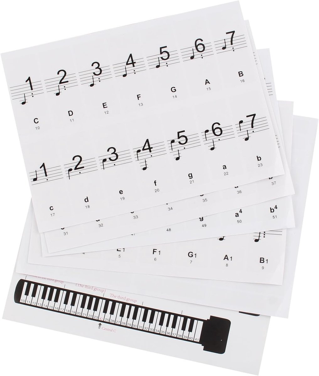 54/61/88 Key Piano Keyboard Stickers Transparent and Removable Electronic Organ Piano Music Note Full Set Stickers for - ShopVlot