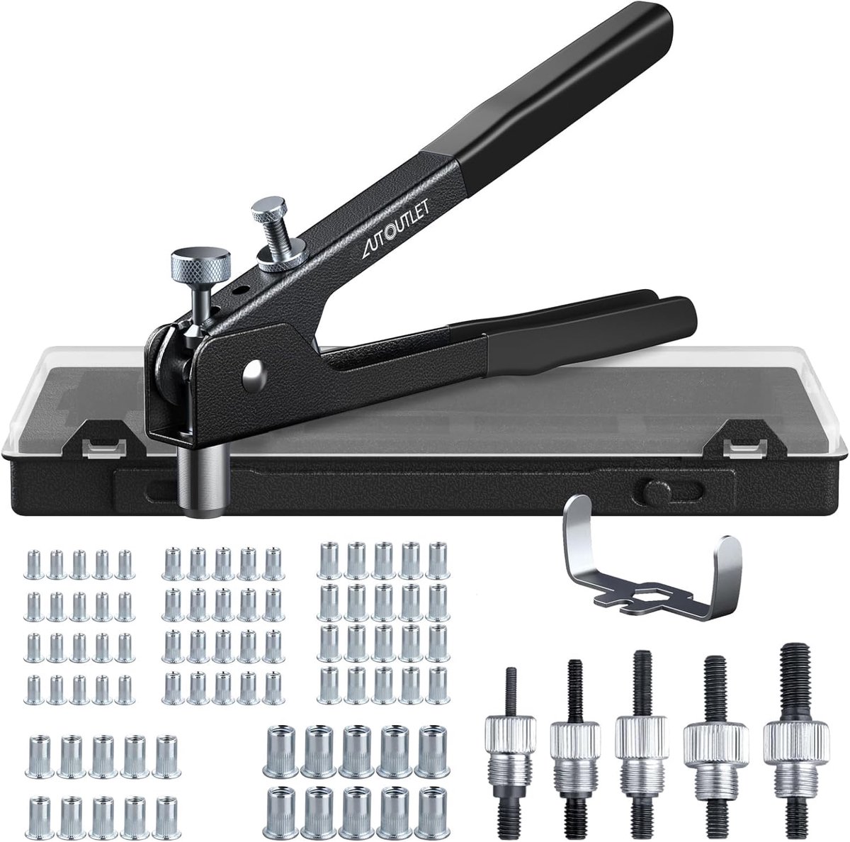 AUTOUTLET Set of 86 Nut Rivet Pliers with Sleeves M3 M4 M5 M6 M8 and 80 Rivets 25.5 cm - ShopVlot