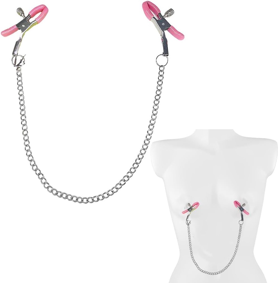 1 stuk roestvrij stalen tepelklem voor vrouwen, tepelklemmen voor mannen, tepelstimulator voor haar, tepelklemmen, roze - ShopVlot