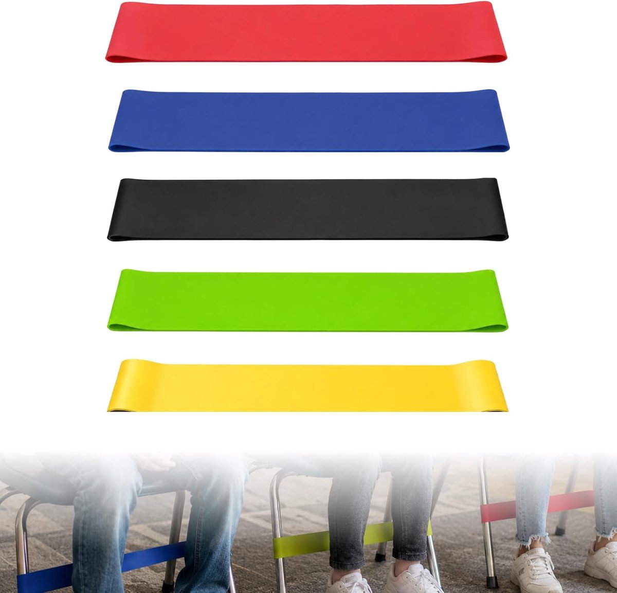 Elastische stoelband, 5 stuks, verstelbare voetsteun, 0,35-1,1 mm, ondersteuning bij ADHD, anti-stress band voor - ShopVlot