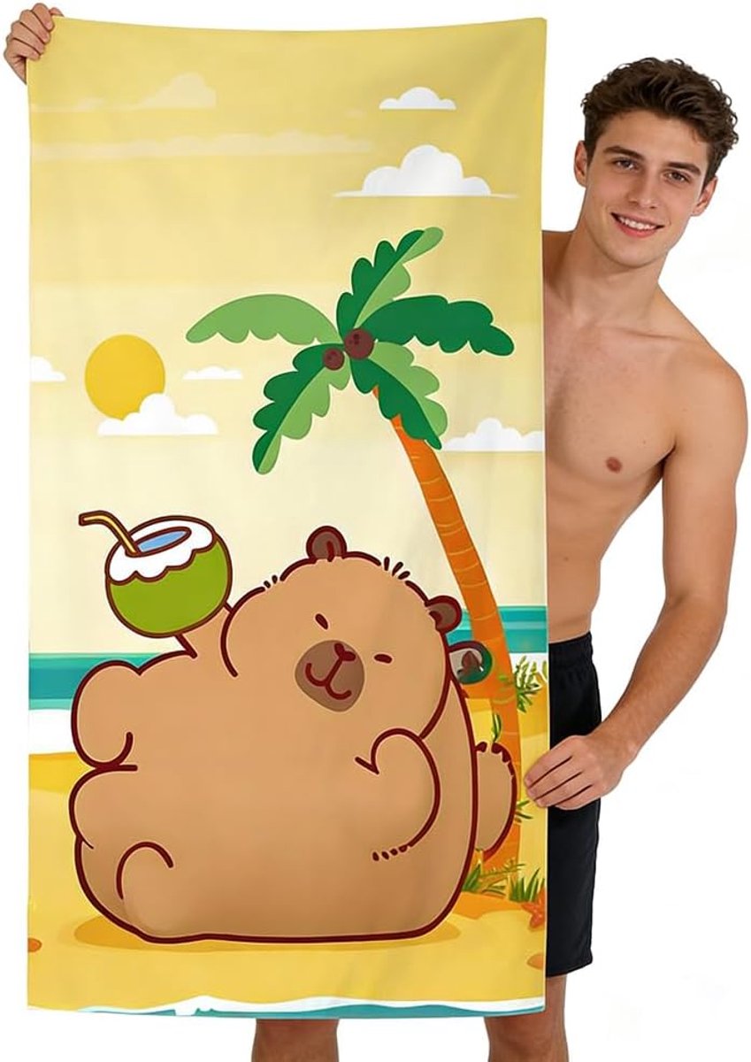 Capybara strandhanddoek badhanddoek, gepersonaliseerde handdoek, lichtgewicht reis sneldrogende douchehanddoek - ShopVlot