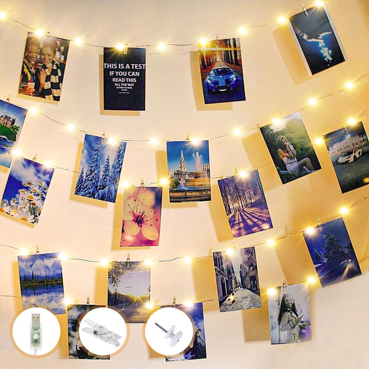 slochi 5 m 50 LED Photo Clips USB Photo Clips with 30 Clips for Photos for Room, Living Room, Christmas, Weddings - ShopVlot