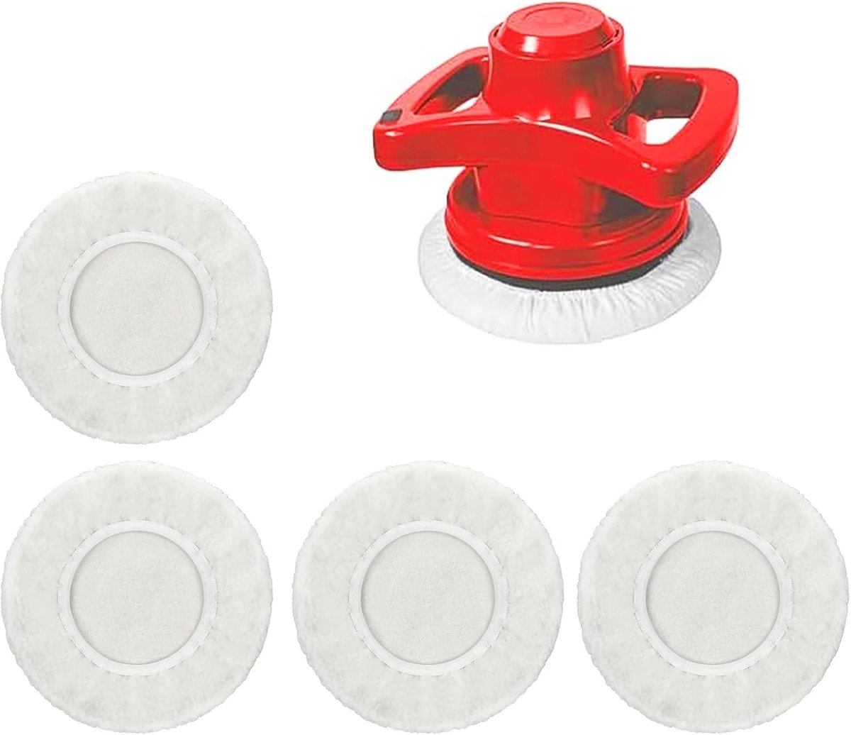 Polishing Pads Set of 4 Microfibre Polishing Pads Washable Wax Caps Polishing Pads White Synthetic Wool Fabric for - ShopVlot