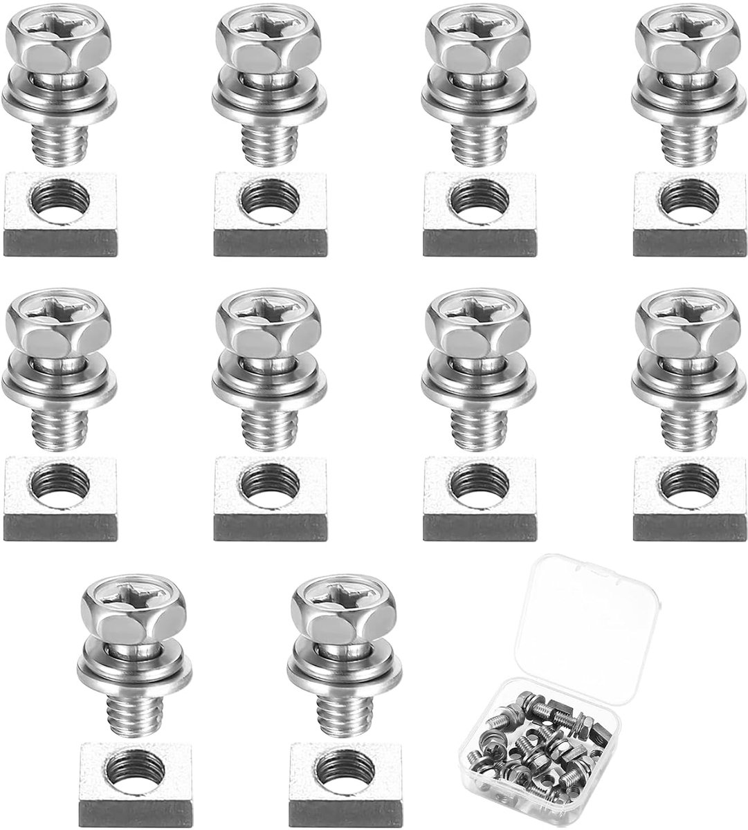 Battery Screws Square Nuts 10 Sets Motorcycle Battery Clamps Screws for ATV Scooter Bicycle DIY - ShopVlot
