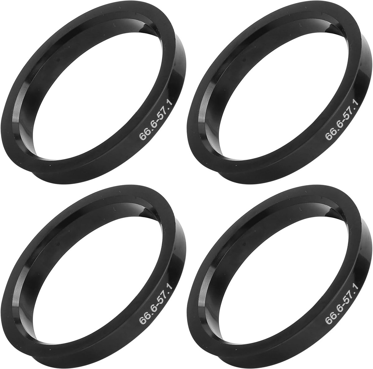 SnelShoppen - Centreringsringen Set van 4 66.6 op 57.1 mm Wielkappen Kunststof Velg Hubs Centreringsringen Precisie Centring Trilling Vermindering Uni