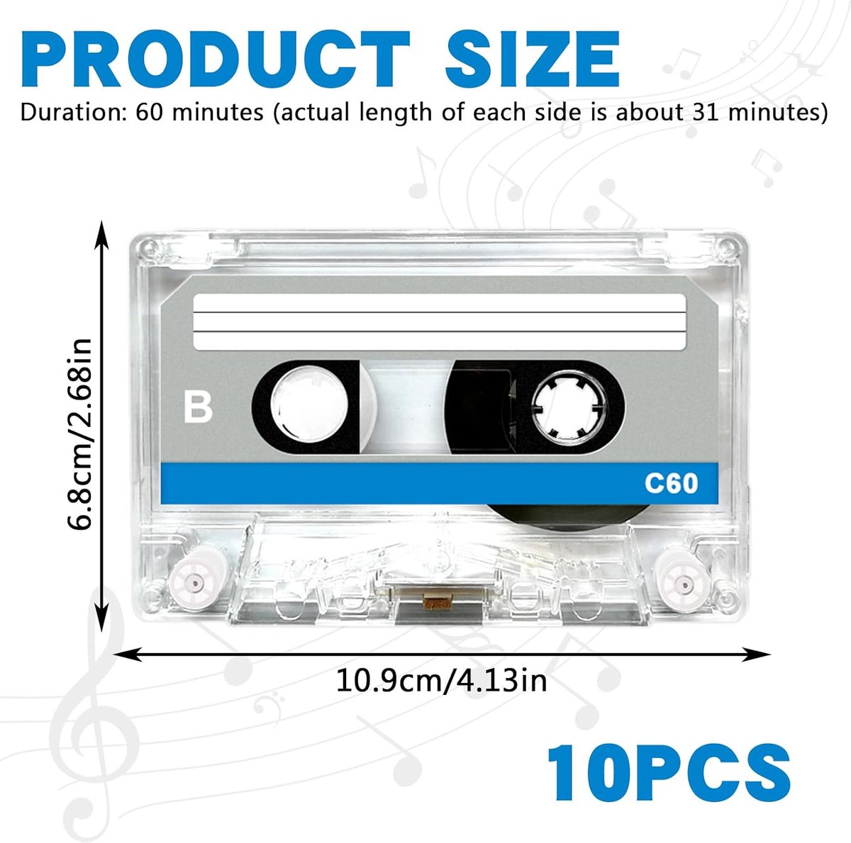 Lege audiocassettes 60 minuten - hoge kwaliteit - lage ruis - ideaal voor opnames - ShopVlot