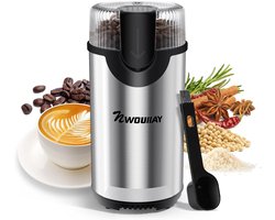 Elektrische Koffiemolen - Zwart - 80 g - Met Stalen Messen en Eénknopsbediening - Voor Koffiebonen en Kruiden