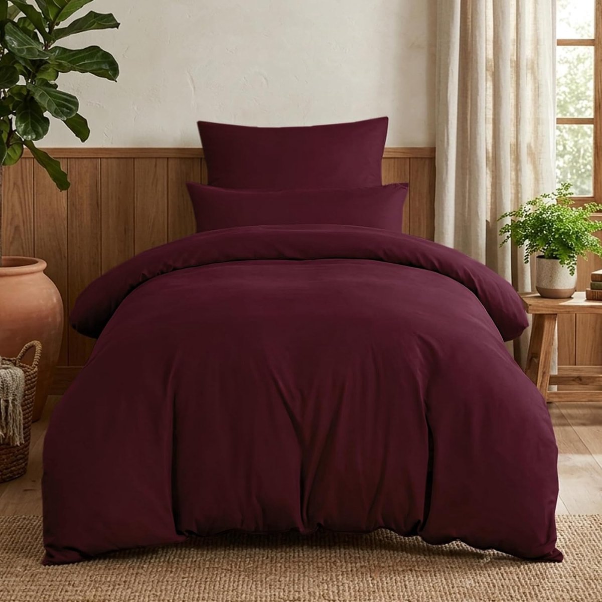 Bedlinnen Set 155 x 220 cm - Microfiber - Burgundy - Comfortabel en zacht - ShopVlot