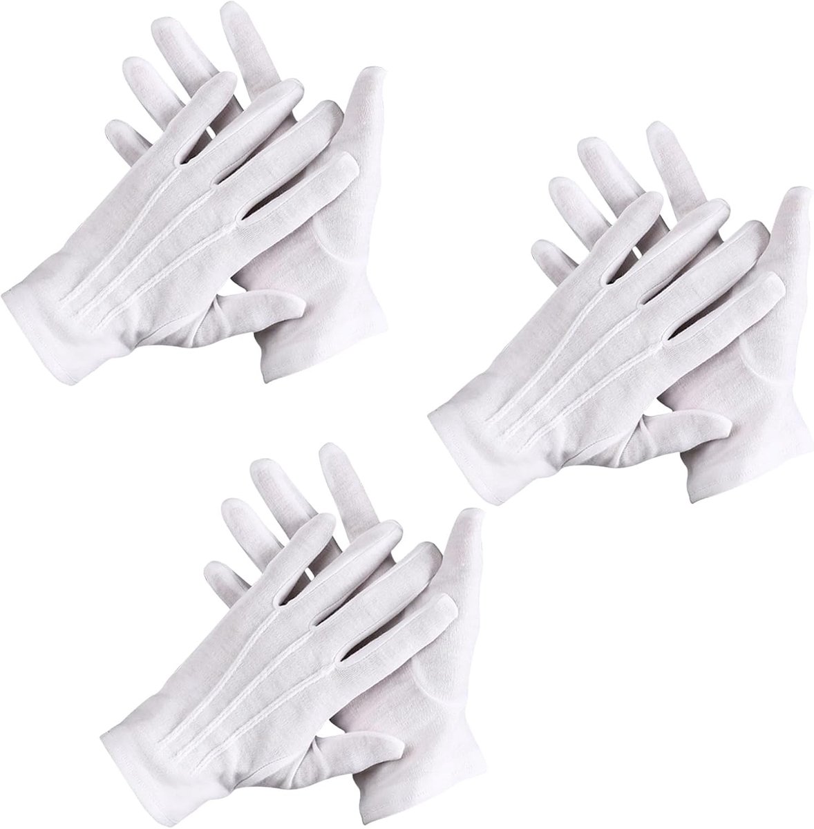 Witte Handschoenen 3 Paar - Ceremonieel - Herbruikbaar - Ideaal voor Bruidsjurken en Sieraden - ShopVlot