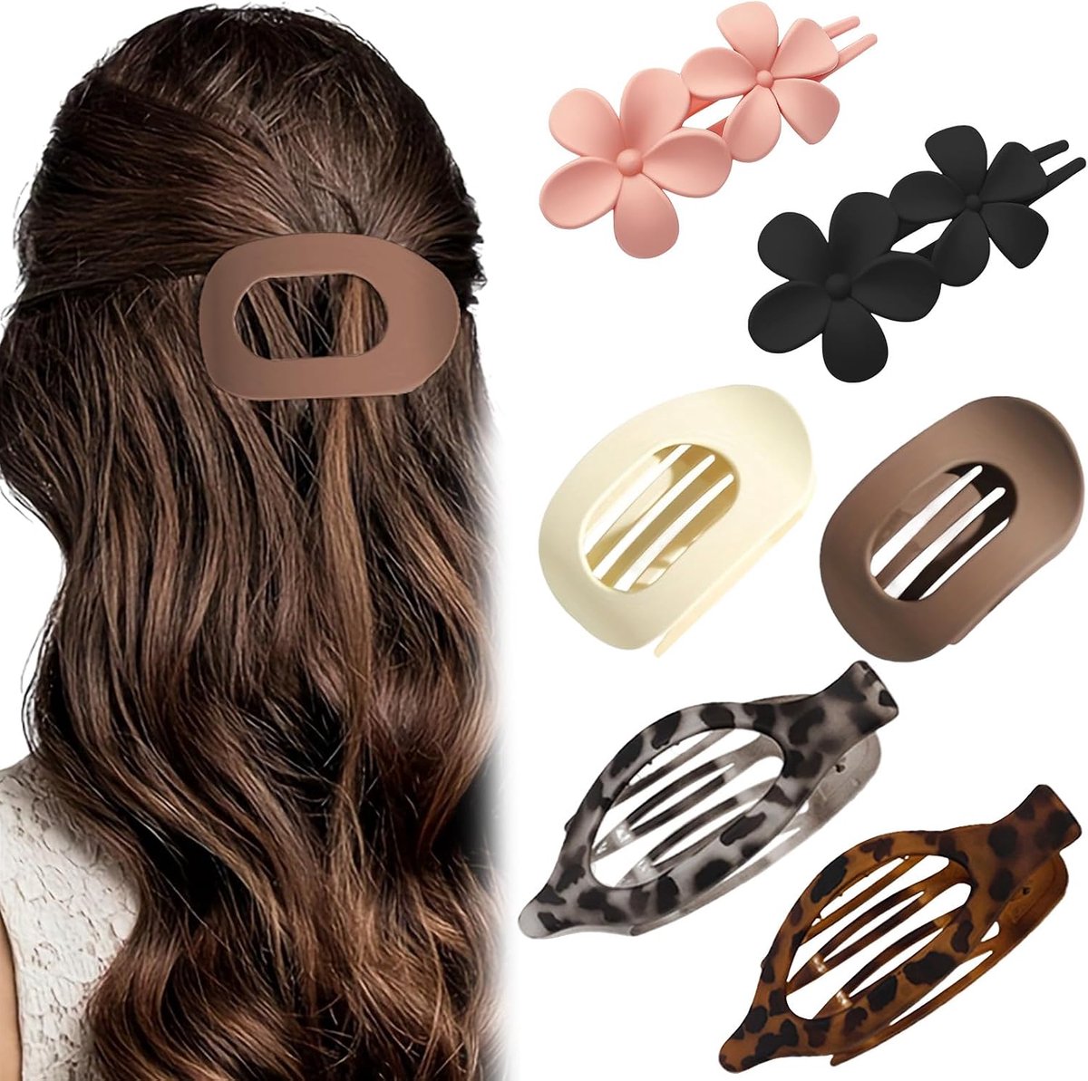 Haarspelden 6 Stuks - Matte Grote Klemmen - Sterke Grip - Ideaal voor Lang Haar - ShopVlot