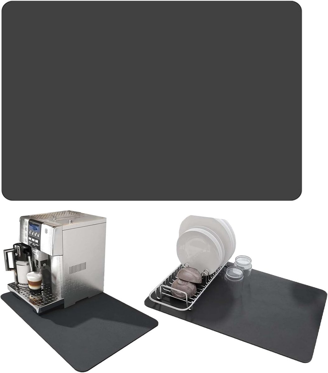 Afvoer Mat 60 x 50 cm - PU Leer, Microfiber - Antislip, Vochtabsorberend - Ideaal voor Keuken - ShopVlot
