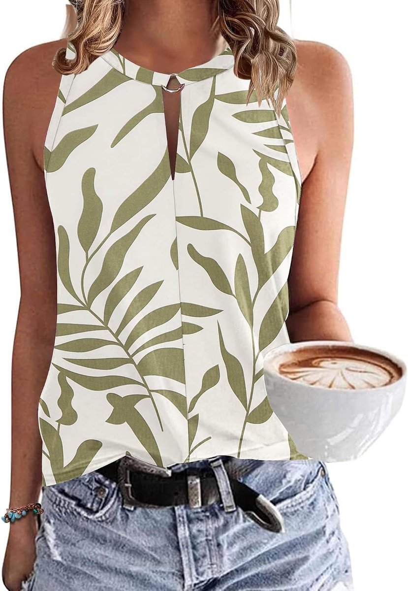 Dames Tanktop V-hals - Zomer Mouwloos - Sexy Casual - Perfect voor Stranduitjes - ShopVlot