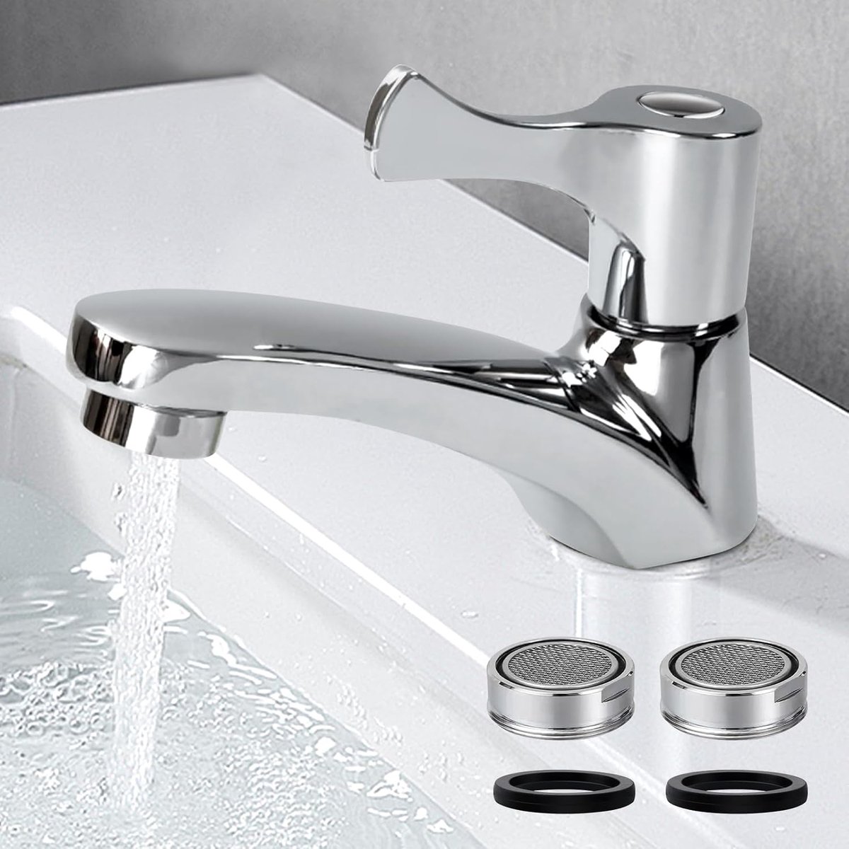 Koudwaterkraan enkele hendel - hoogwaardig koper - met 2 filters - ideaal voor badkamer en keuken - ShopVlot