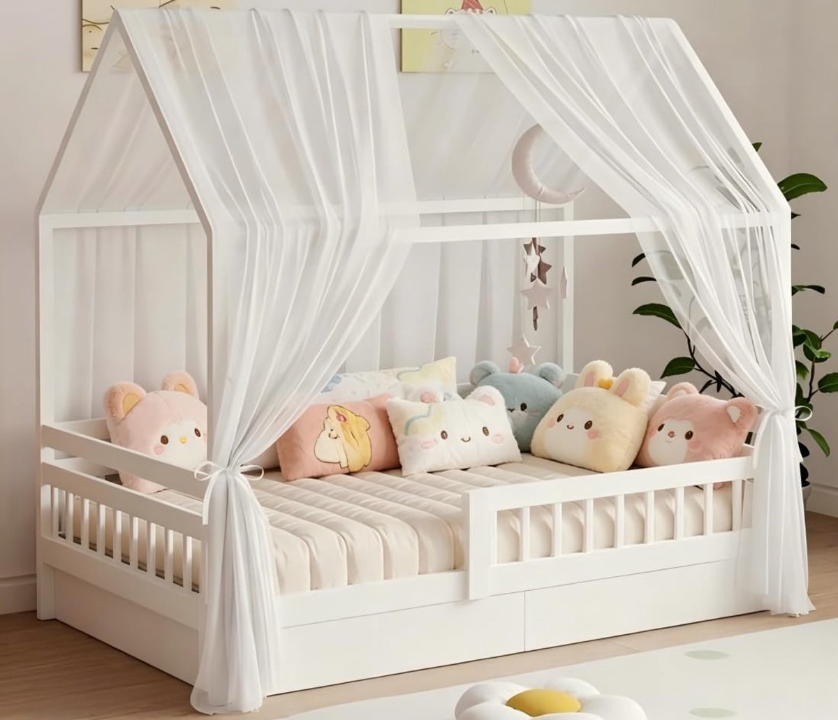 Bedgordijn set 150 x 350 cm - Milan garen - ademend lichtgewicht - perfecte kinderkamer decoratie - ShopVlot