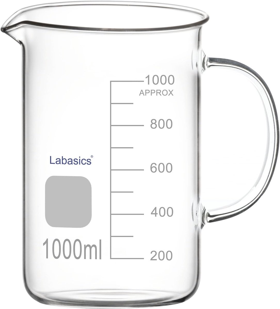 Meetbeker 1000ml - Borosilicaatglas - Transparant met handvat en tuit - Ideaal voor nauwkeurig doseren - ShopVlot