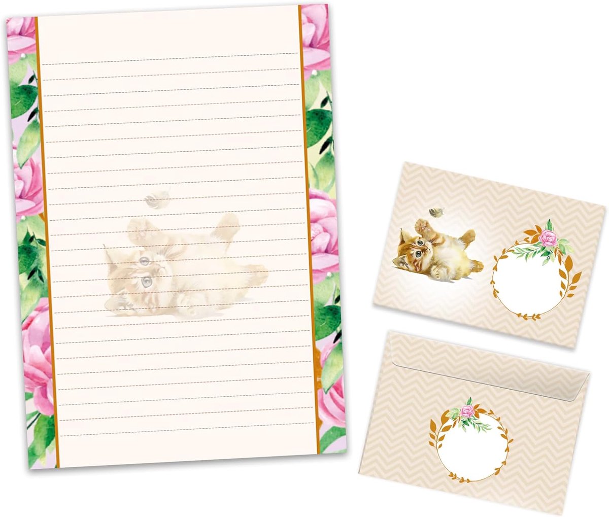 Briefpapier set A4 - met 25 vel en 15 enveloppen - dieren thema - perfect voor kinderen - ShopVlot