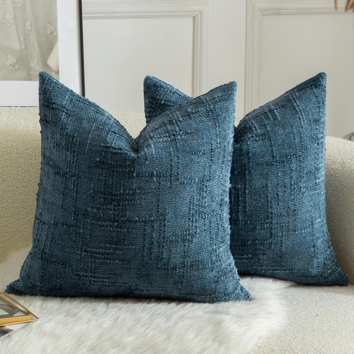 Decoratieve kussenhoezen set van 2 - Soft chenille 65 x 55 cm - Navy blauw - Luxe uitstraling voor uw woonkamer - ShopVlot