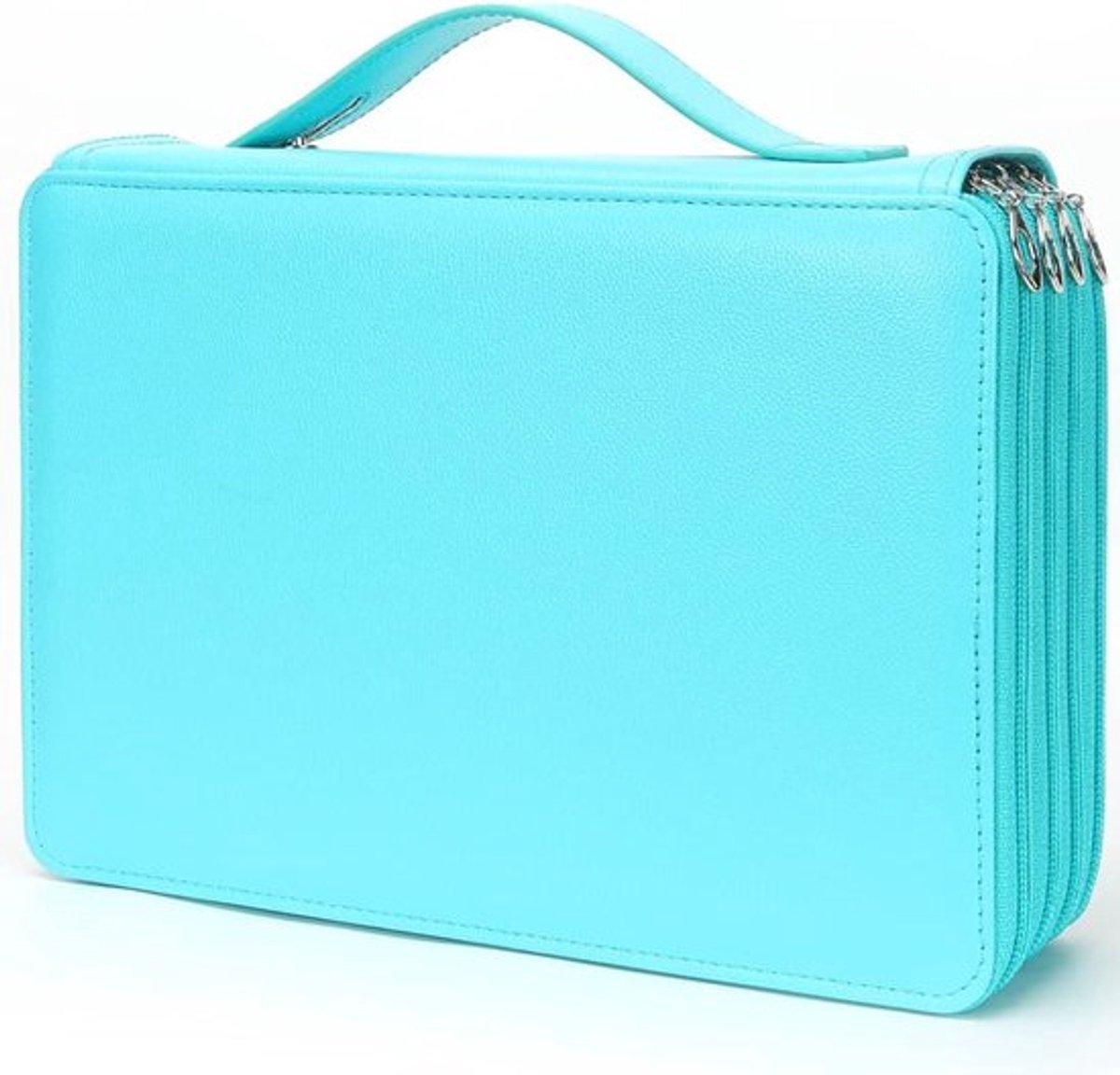Kleurpotlood etui - 200 vakken met ritssluiting, luxe PU-leer, grote capaciteit voor aquarelpennen of -markers, organizer voor kunstenaars (groen)
