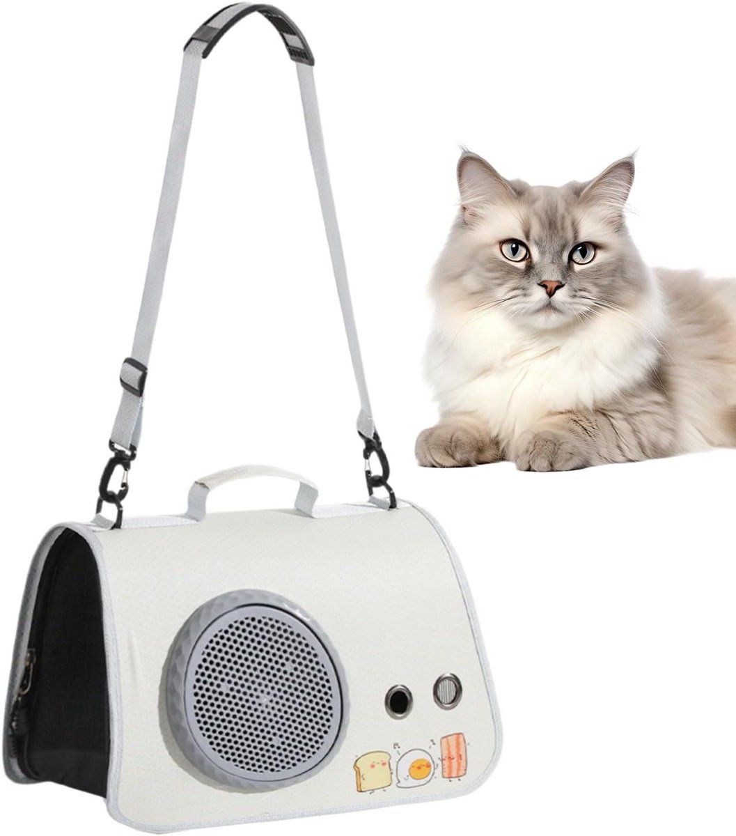 Transportbox Huisdieren - Draagtas Kat Hond - Veilig Vervoer - Ademende Mesh - 35x30x7 cm - Zwart