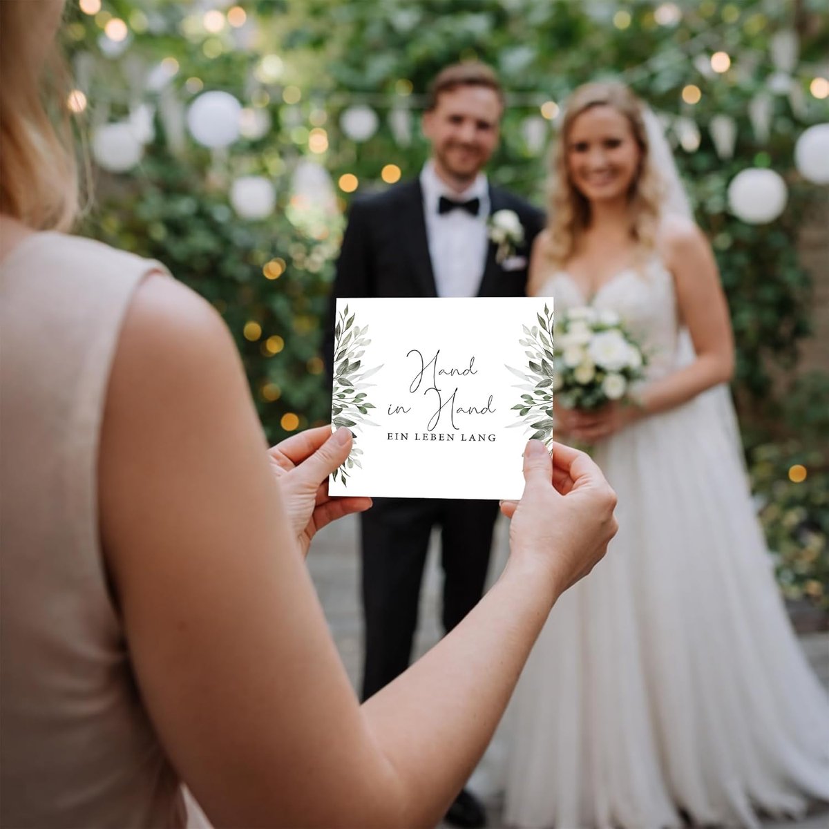 Trouwkaart met olijftak, hand in hand, wenskaart, huwelijkscadeau voor bruidspaar en geldgeschenk voor bruiloft - ShopVlot