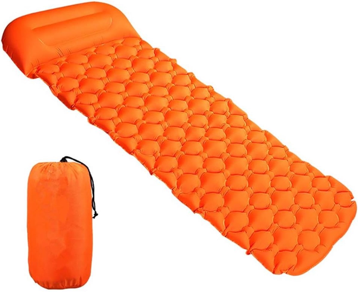 Inflatable Sleeping Mat with Pillow, Lightweight Camping Mat Single Camping Mattress, Ultralight Outdoor Air Cushion - ShopVlot