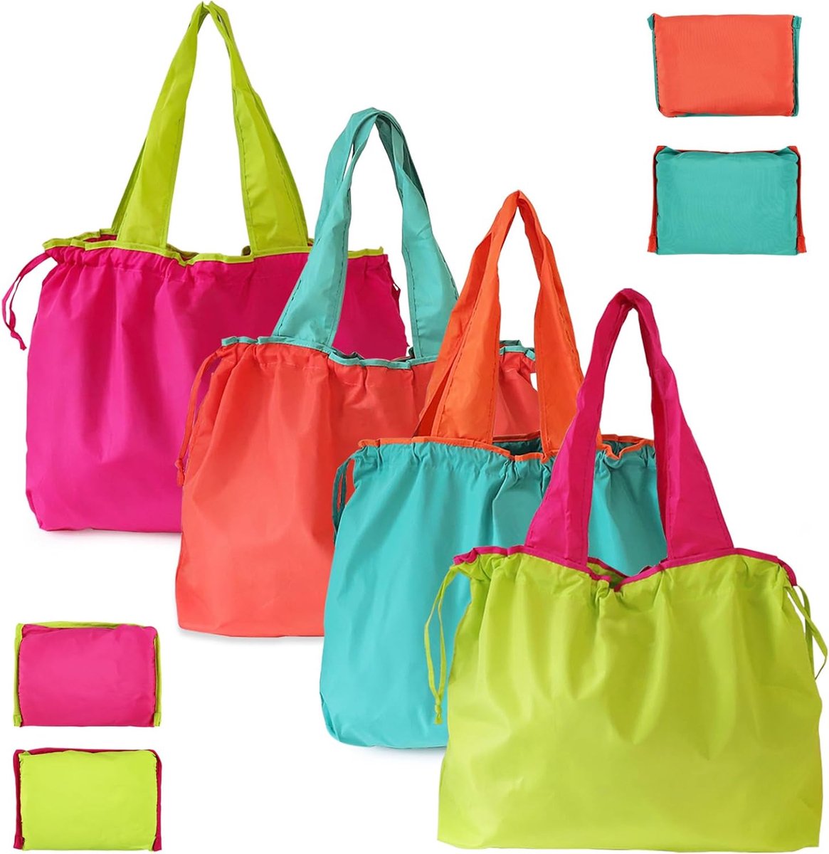 Reusable Shopping Bags 4 Pack Large Heavy Duty Ripstop Shopping Bags Colorful Foldable Tote Bulk with Pouch & - ShopVlot