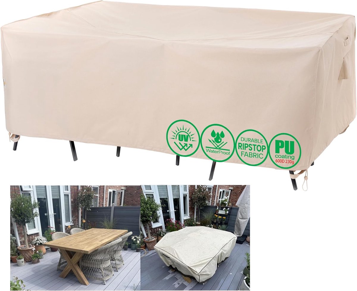 F&J Outdoors Garden Furniture Covers, Waterproof Patio 6-8 Seater Table and Chairs, Weatherproof, Rain and Snow, Heavy - ShopVlot