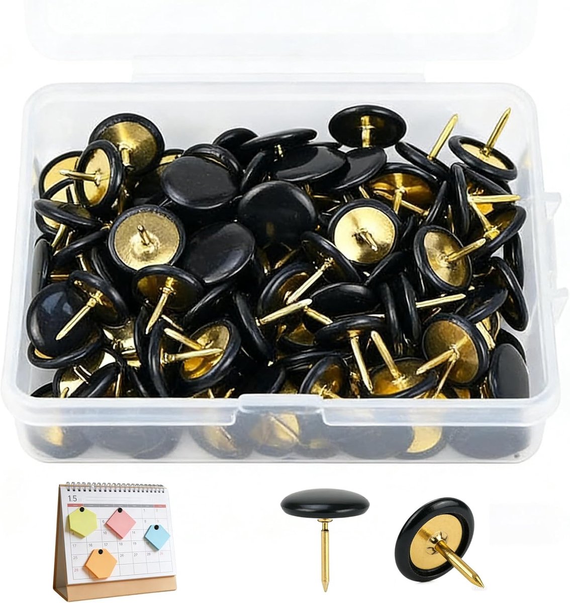 Prikbordenpunaises 300 Stuks - Zwarte Metalen Rond - Kunststof Koppen - Voor Cork en Bulletin Boards - ShopVlot