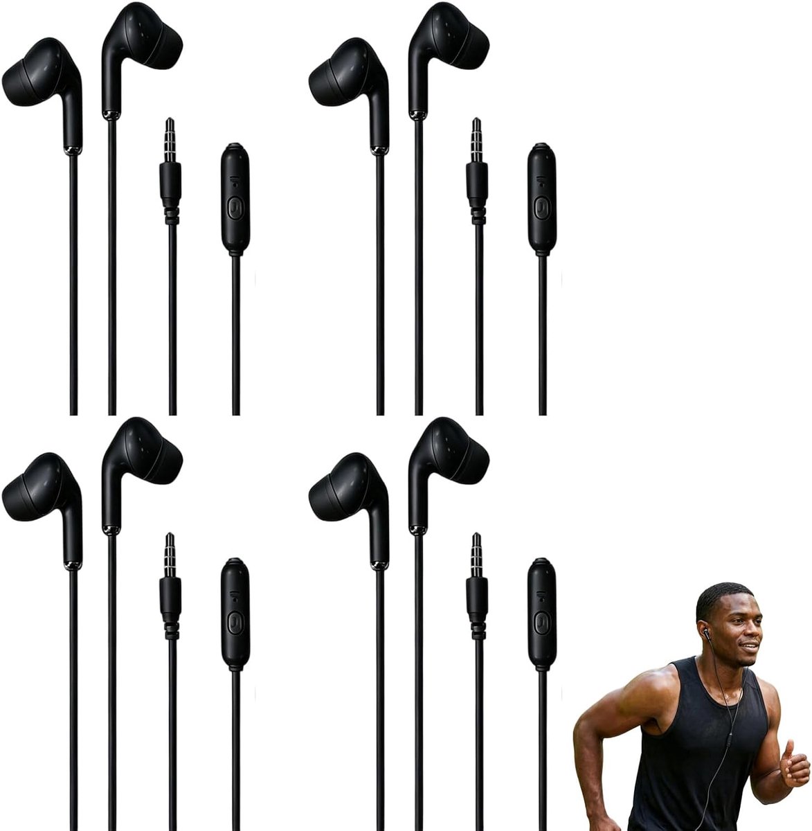 bedrade in-ear hoofdtelefoon met microfoon - 4 stuks - ergonomisch design - helder geluid voor mobiel - ShopVlot