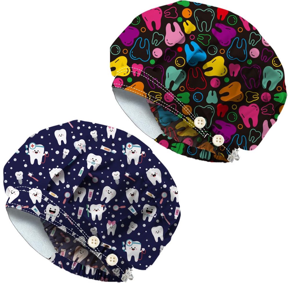 Peeling caps 2 stuks - met tandenpatroon - katoen en elastiek - voor professionals en creatievelingen - ShopVlot