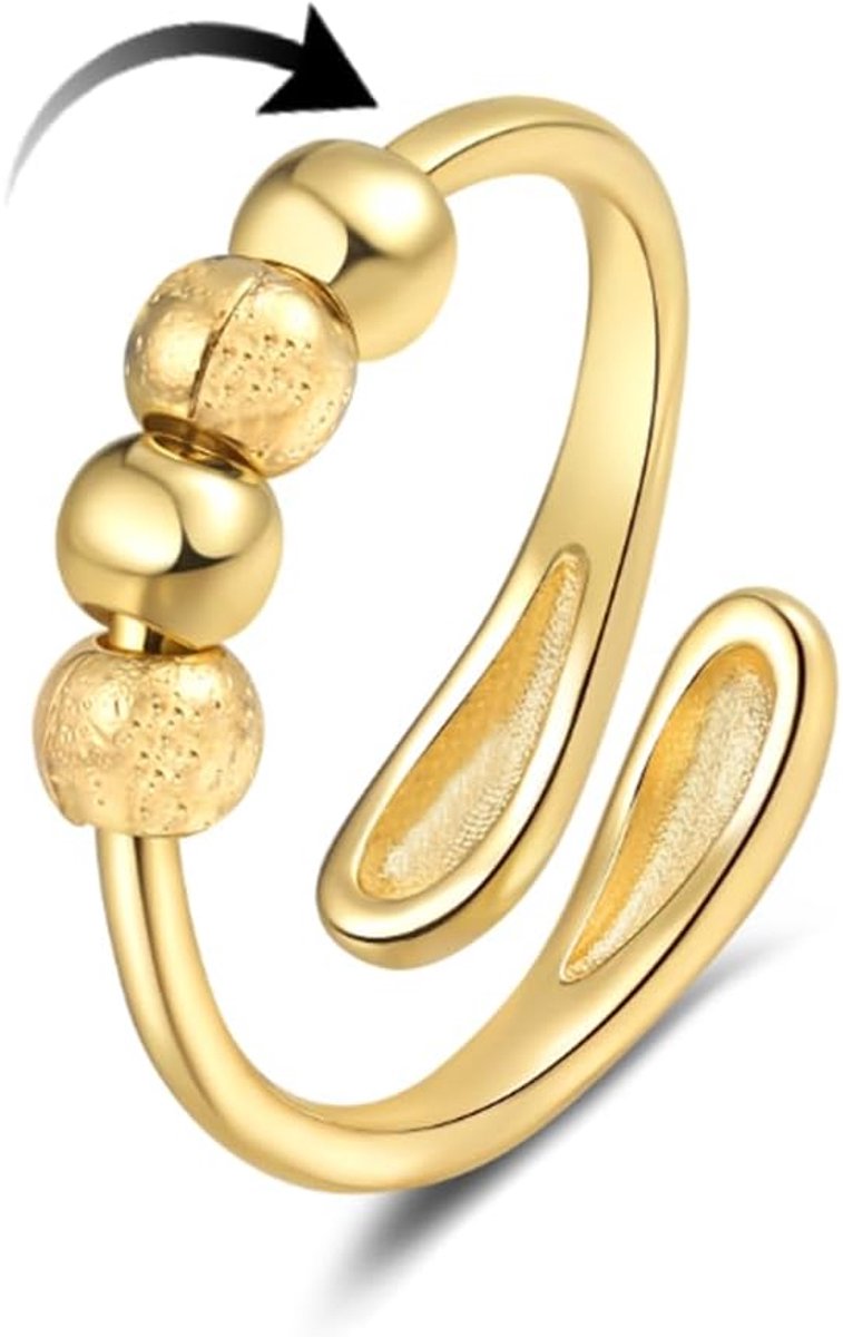 Anti-stress-ring dames - open met parels - verstelbaar - ideaal voor ontspanning - ShopVlot